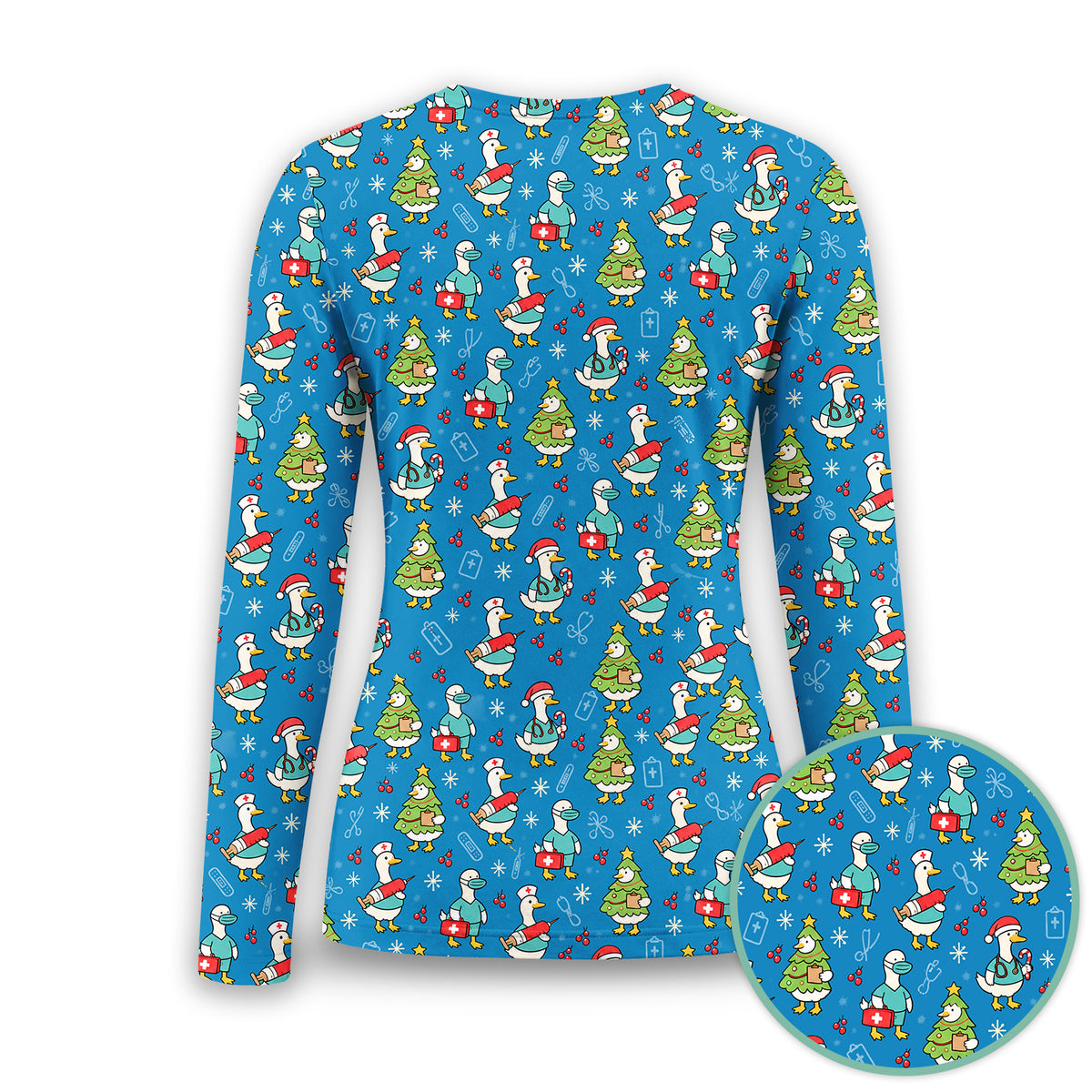 Cute Christmas Nurse Goose Underscrub, Long Sleeve Shirt for Nurses