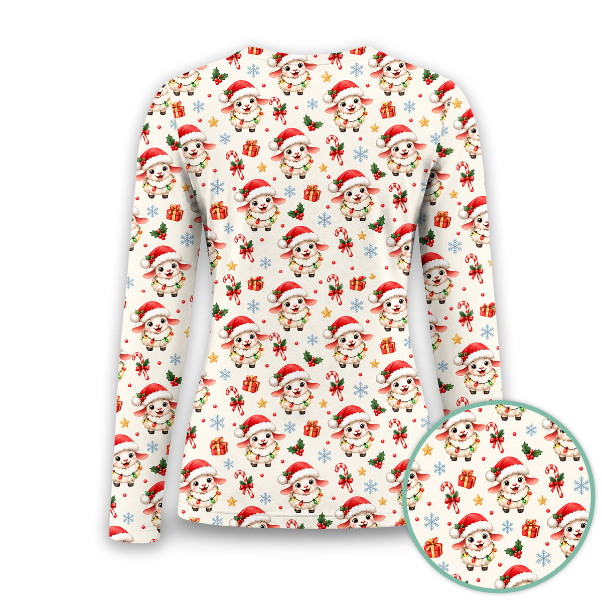 Christmas Lamb With Lights Underscrub, Long Sleeve Shirt for Nurses