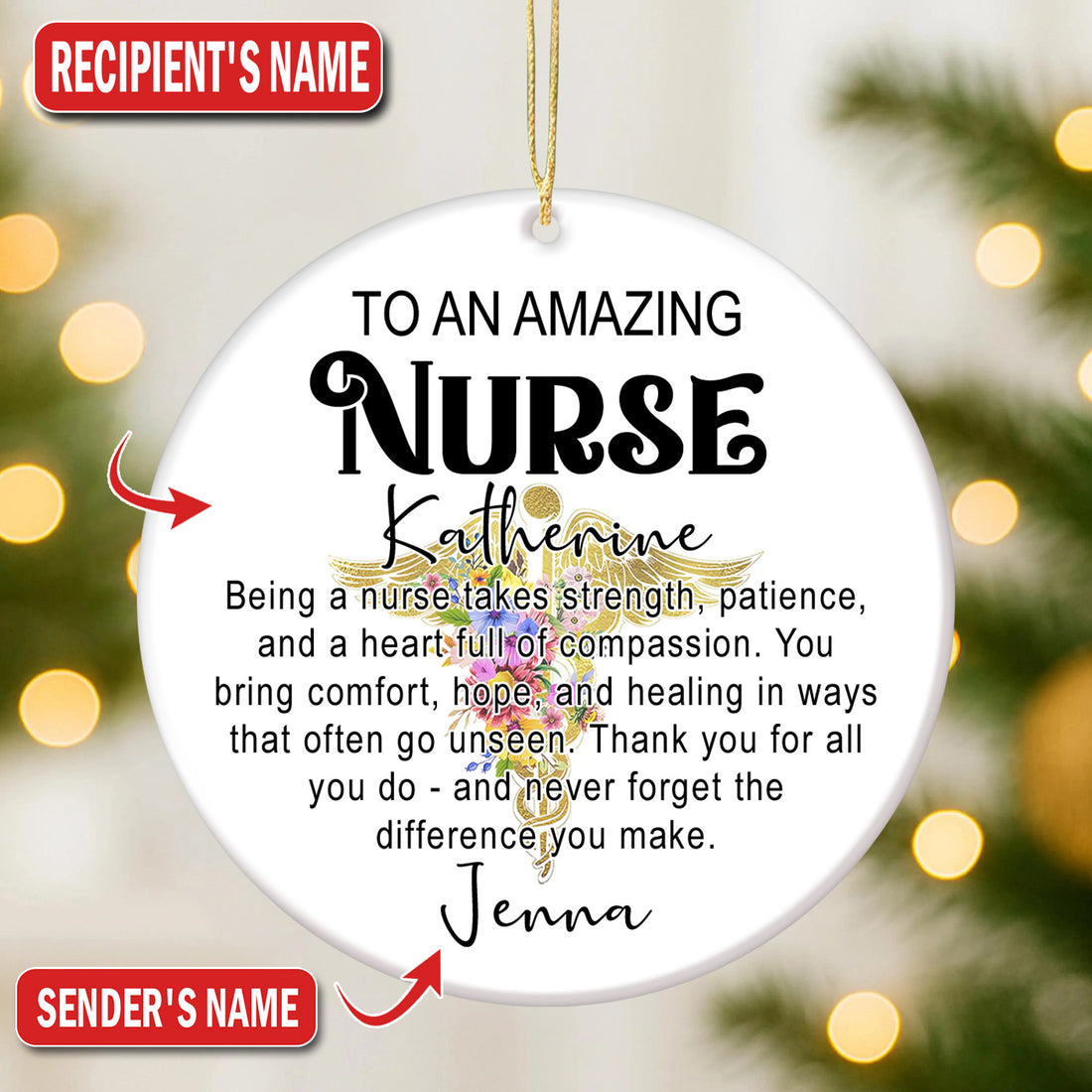 Personalized Nurse Ornament Christmas Gift, To An Amazing Nurse Appreciation, Gift for RN LPN CNA