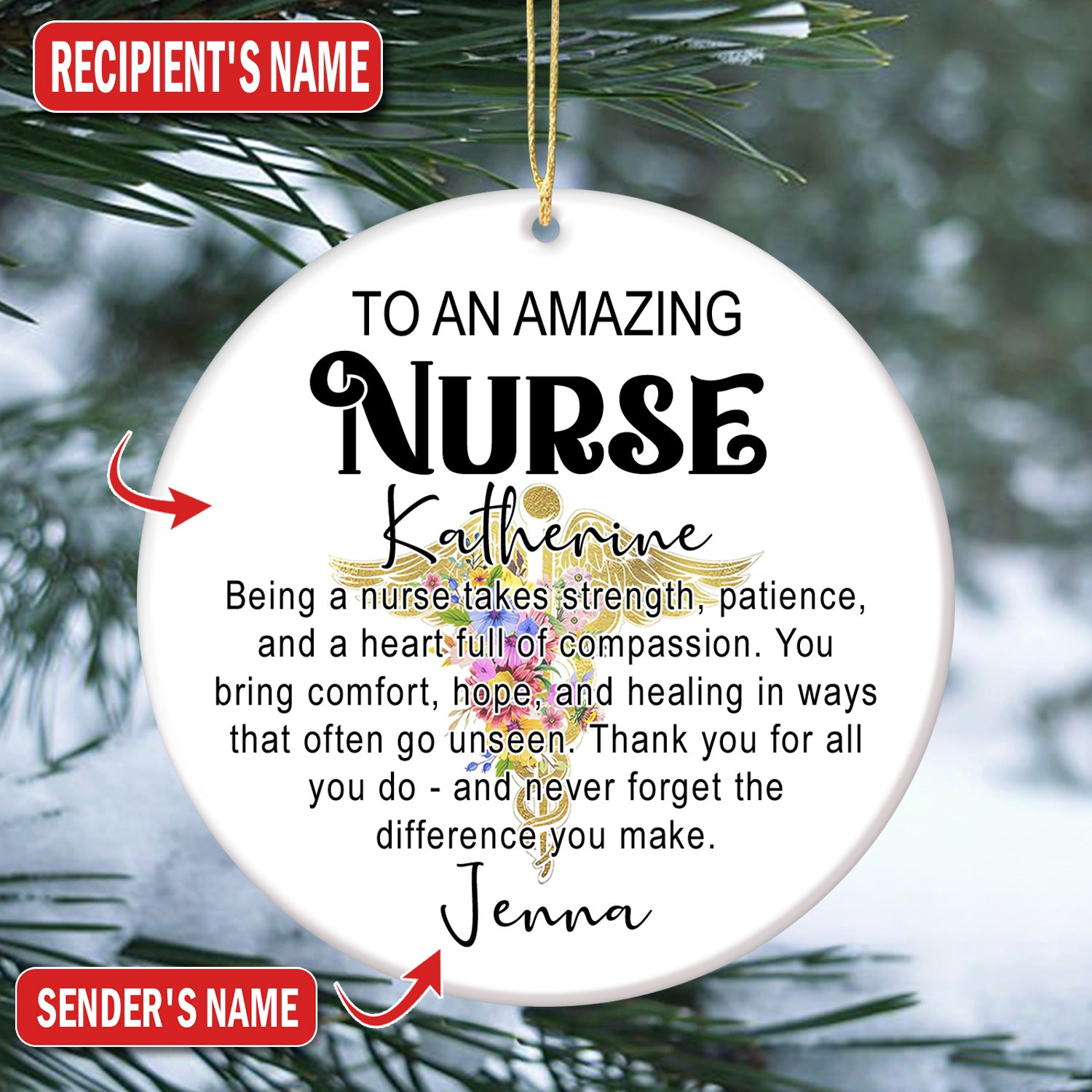 Personalized Nurse Ornament Christmas Gift, To An Amazing Nurse Appreciation, Gift for RN LPN CNA