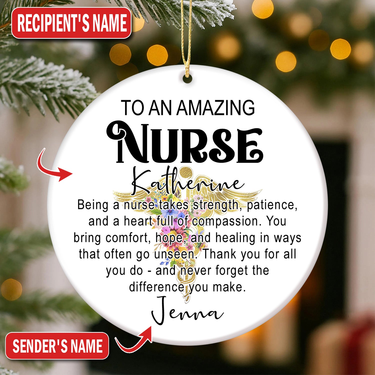 Personalized Nurse Ornament Christmas Gift, To An Amazing Nurse Appreciation, Gift for RN LPN CNA
