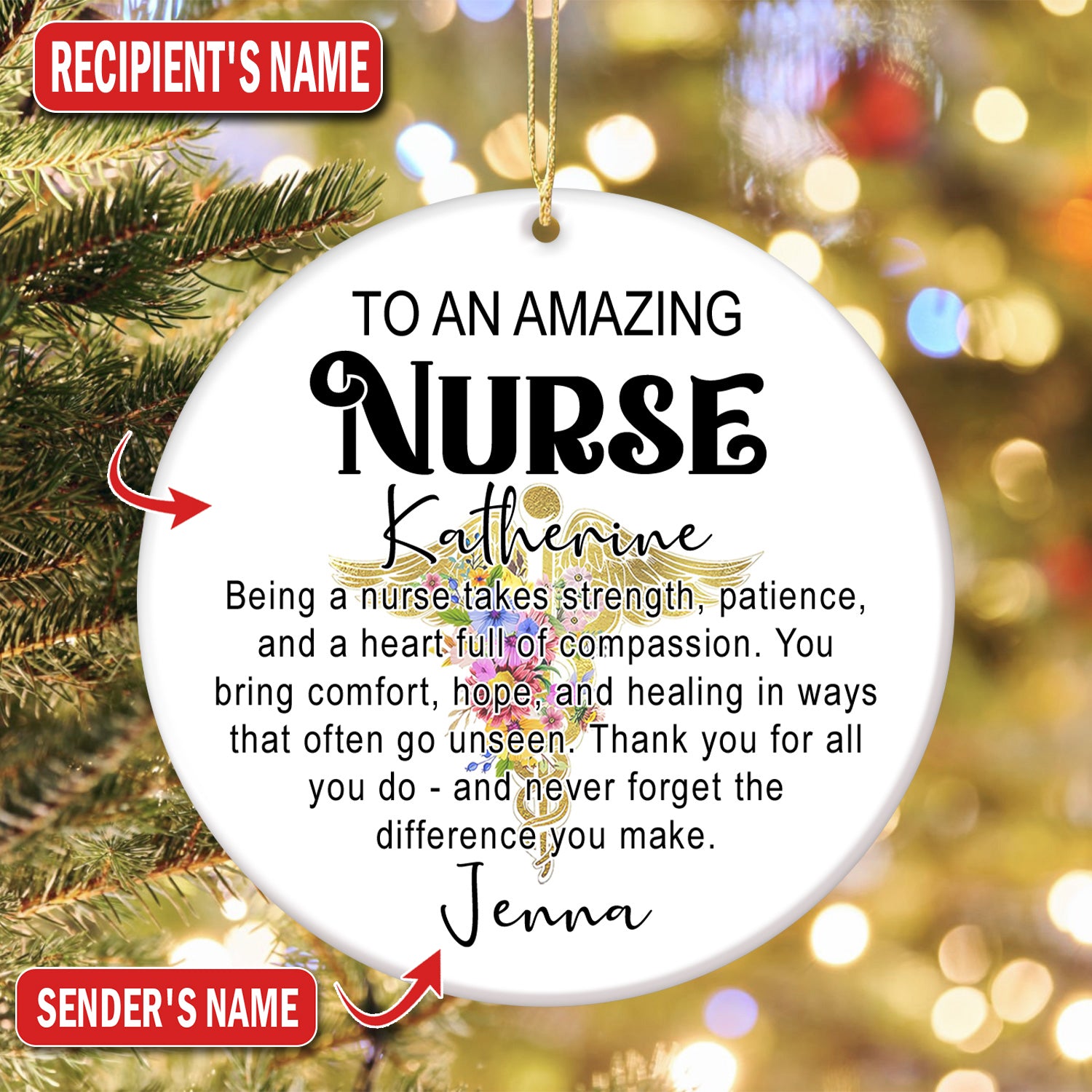 Personalized Nurse Ornament Christmas Gift, To An Amazing Nurse Appreciation, Gift for RN LPN CNA