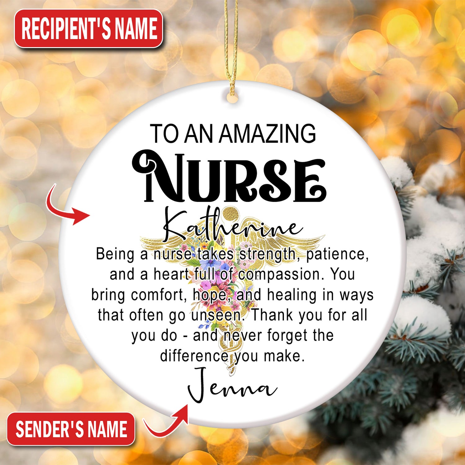 Personalized Nurse Ornament Christmas Gift, To An Amazing Nurse Appreciation, Gift for RN LPN CNA