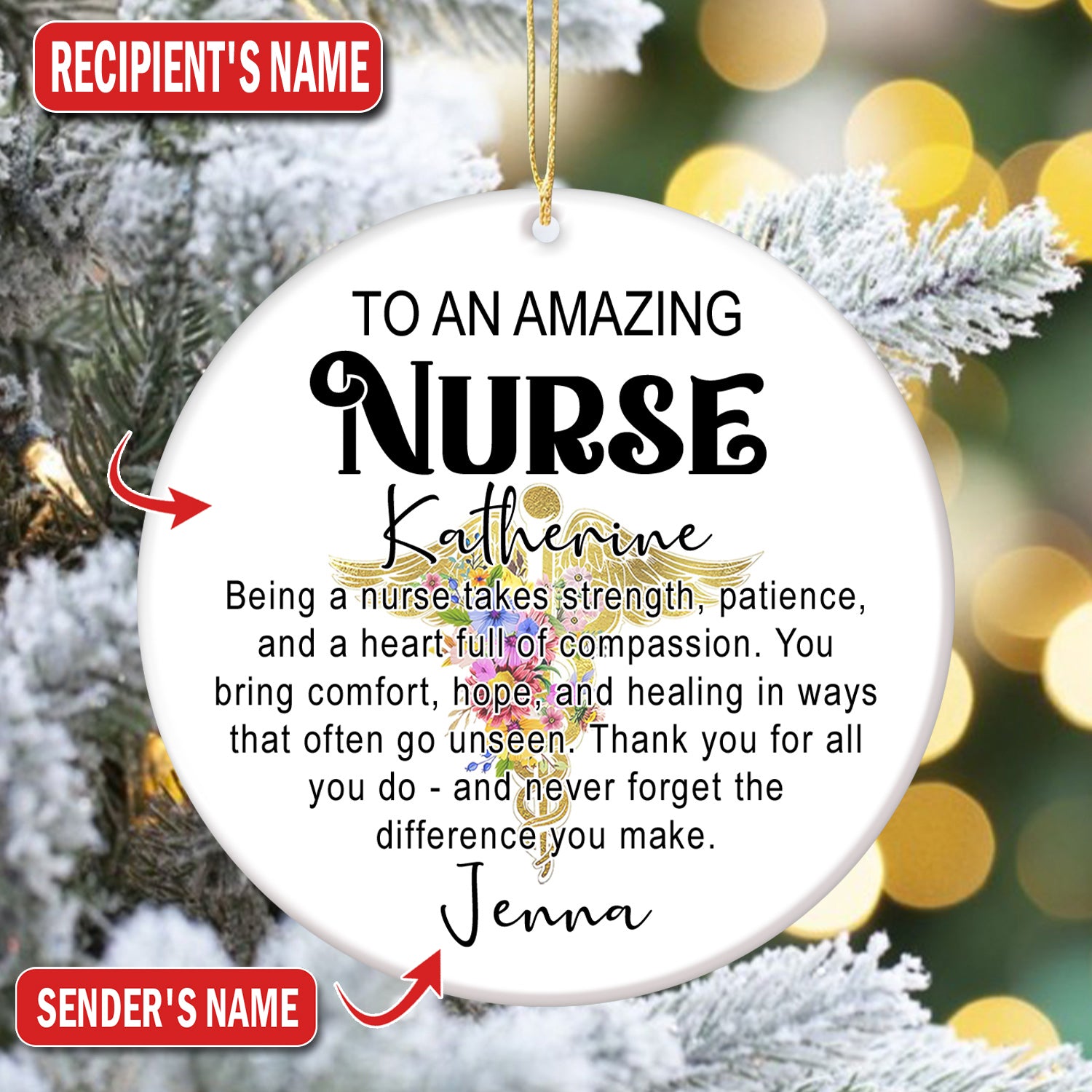 Personalized Nurse Ornament Christmas Gift, To An Amazing Nurse Appreciation, Gift for RN LPN CNA