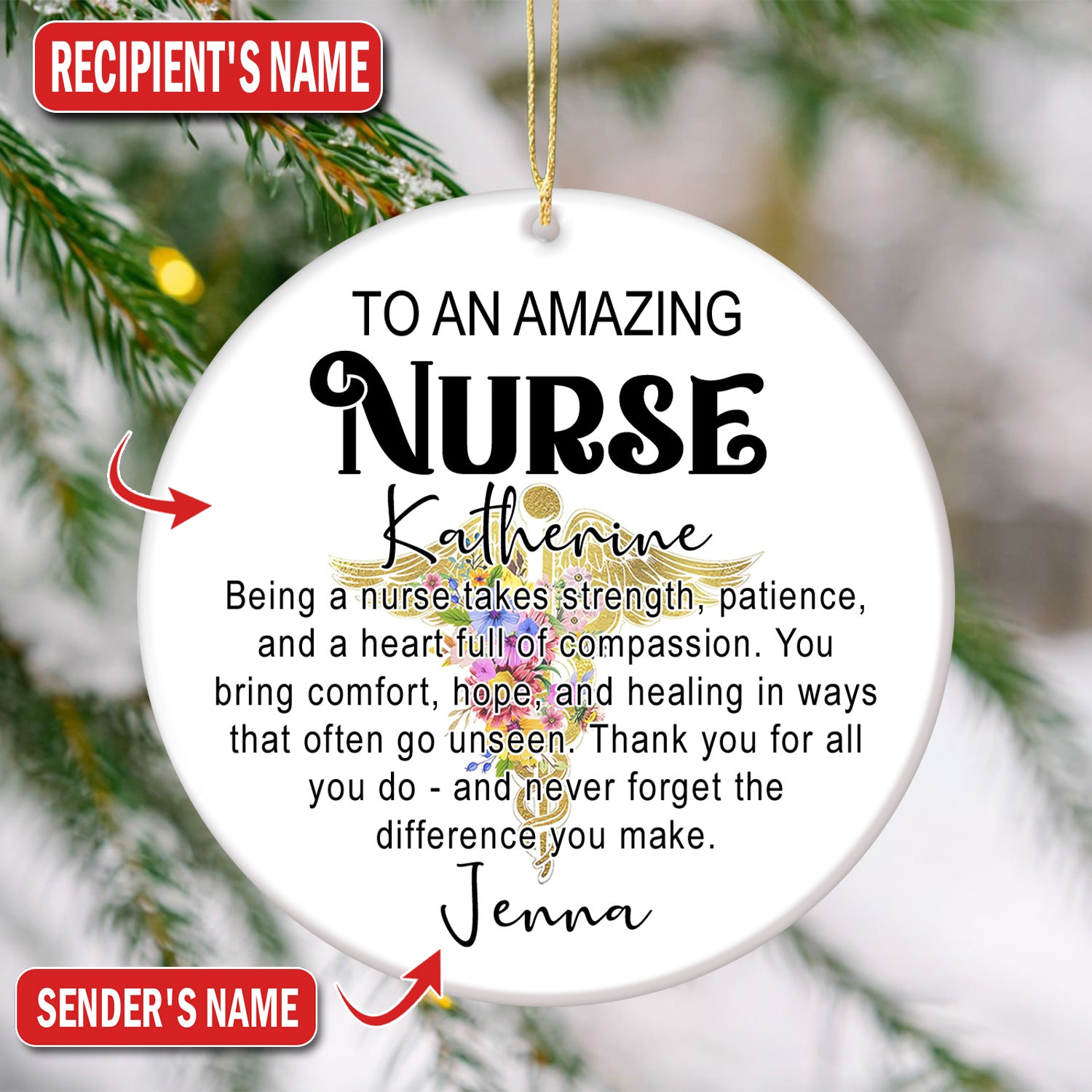 Personalized Nurse Ornament Christmas Gift, To An Amazing Nurse Appreciation, Gift for RN LPN CNA