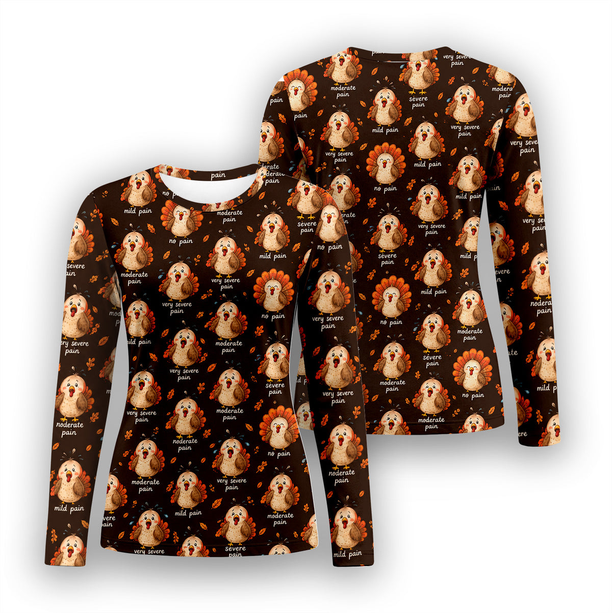 Funny Thanksgiving Turkey Pain Scale Underscrub, Long Sleeve Shirt for Nicu Nurses