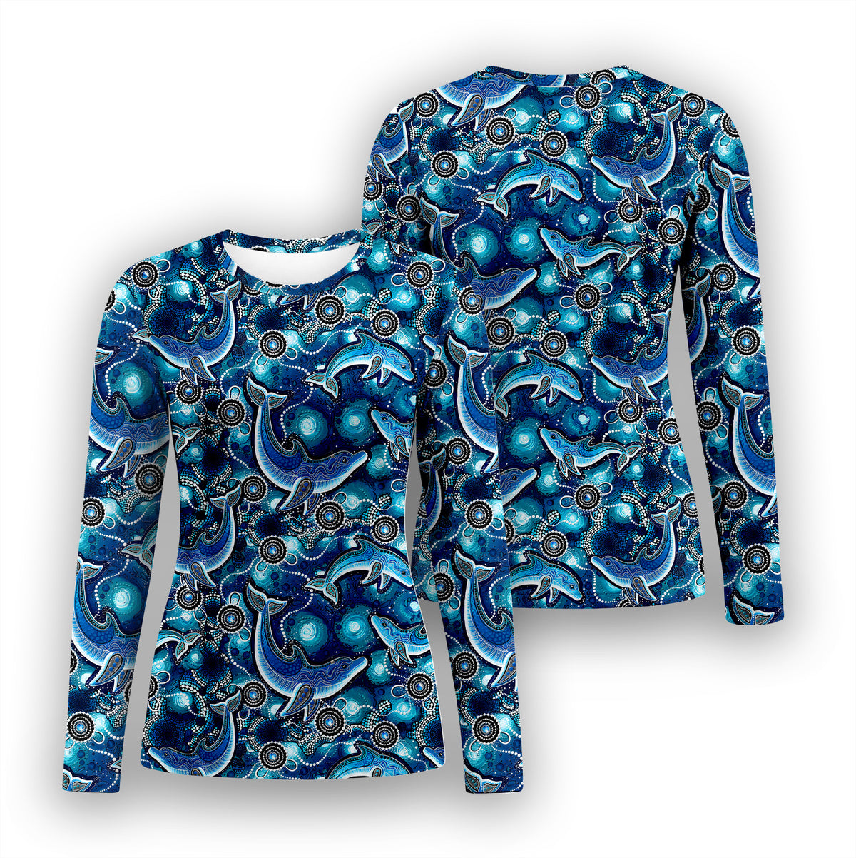 Blue Whale And Dolphin Underscrub, Long Sleeve Shirt for Nurses