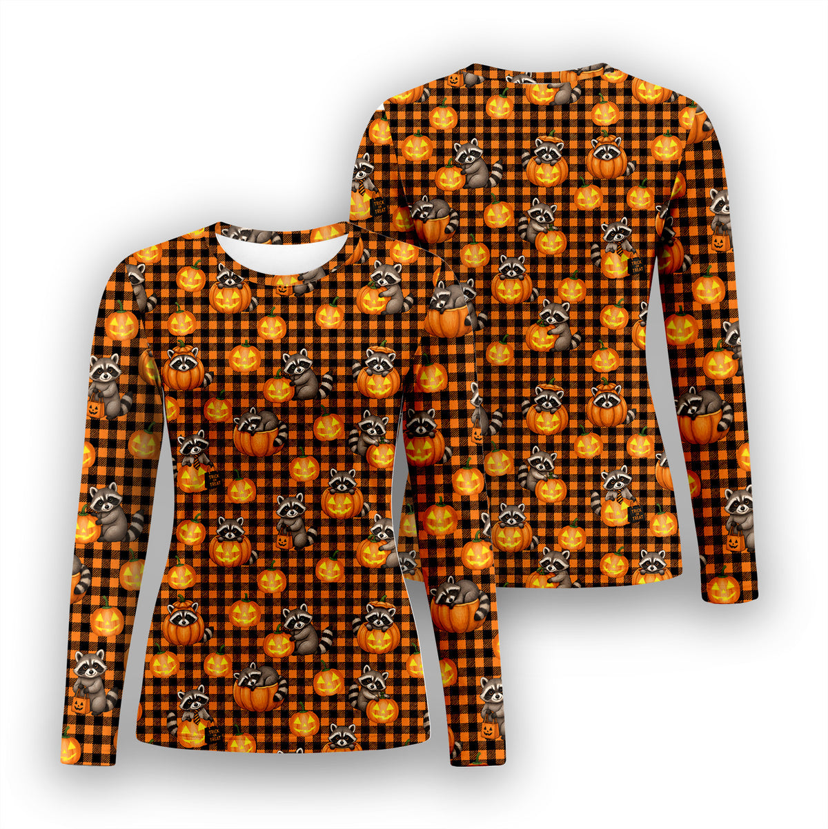 Halloween Raccoon And Pumpkin Underscrub, Long Sleeve Shirt for Nurses