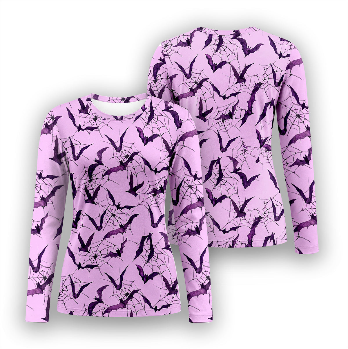 Halloween Bat with Spider Web Underscrub, Long Sleeve Shirt for Nurses