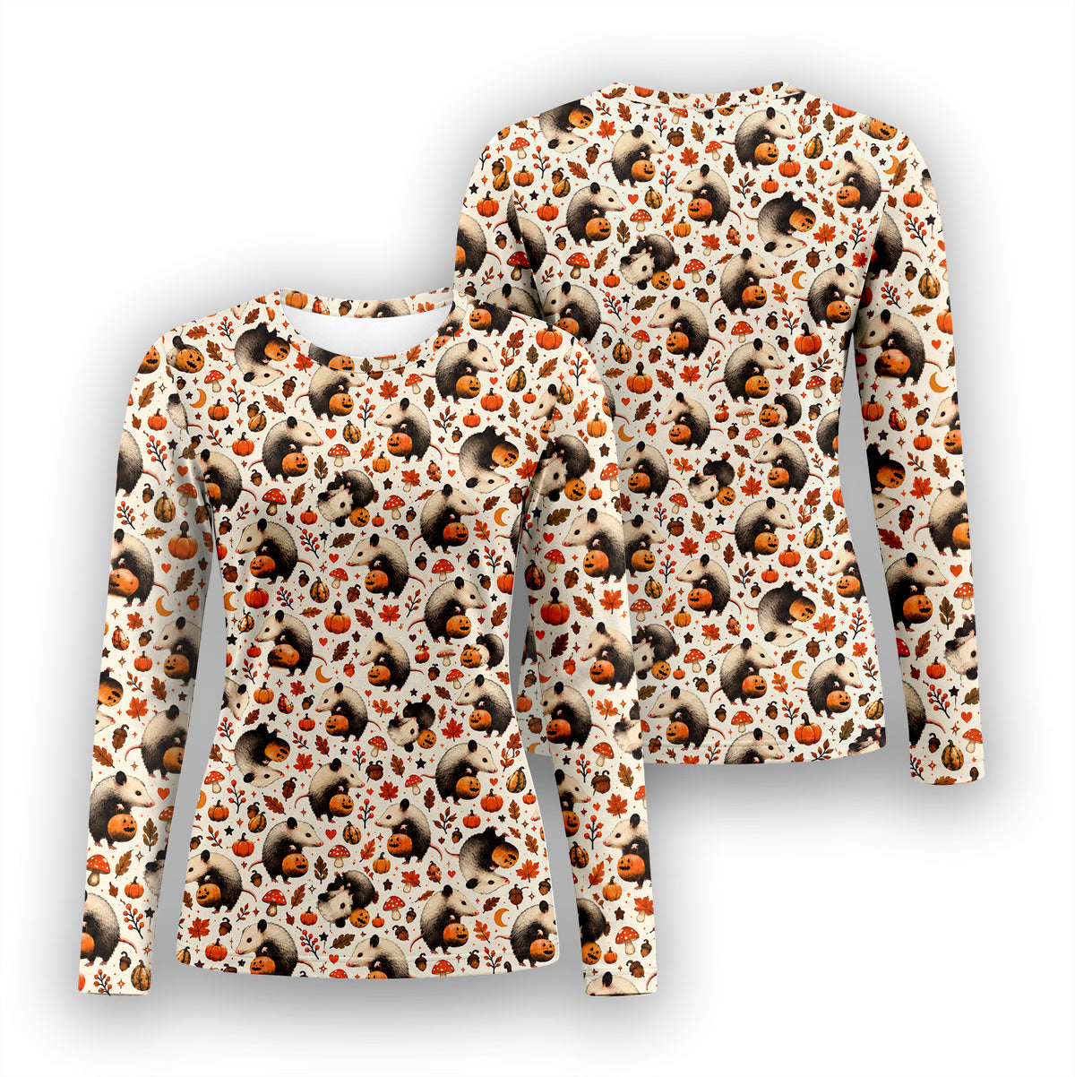 Halloween Opossum Pumpkin Patch Pattern Underscrub, Long Sleeve Shirt for Nurses