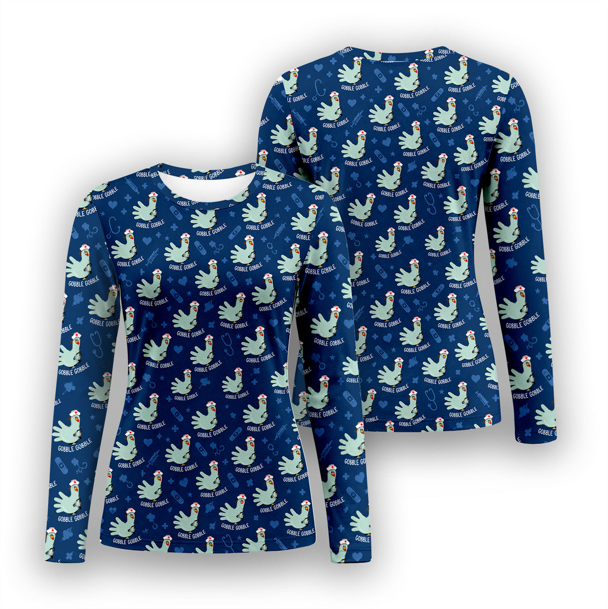Funny Gobble Gobble Nurse Turkey Underscrub, Long Sleeve Shirt for Nurses