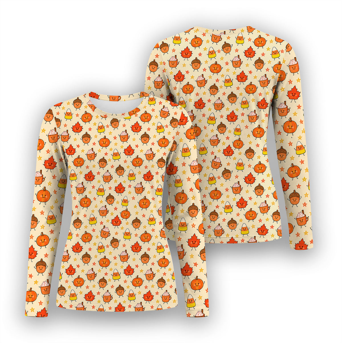 Cute Fall Pumpkin Spice Doodles Underscrub, Long Sleeve Shirt for Nurses