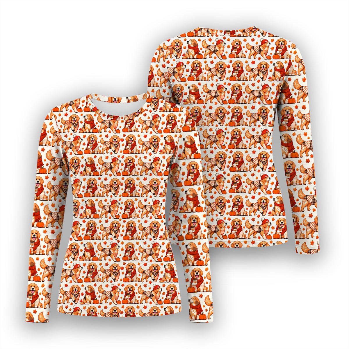 Fall Golden Retriever And Pumpkin Underscrub, Long Sleeve Shirt for Nurses