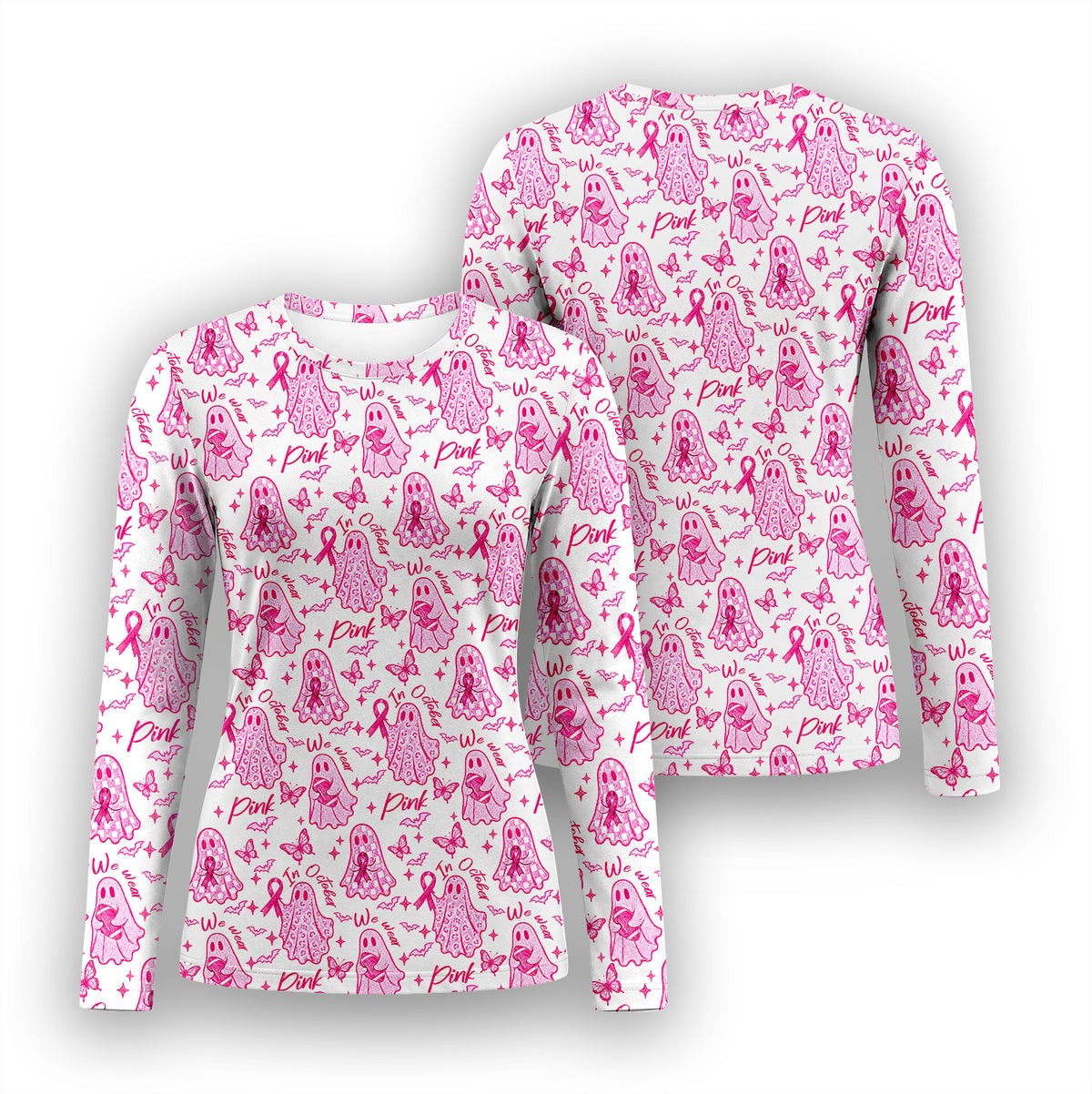 Pink October Ghost Underscrub, Long Sleeve Shirt for Nurses