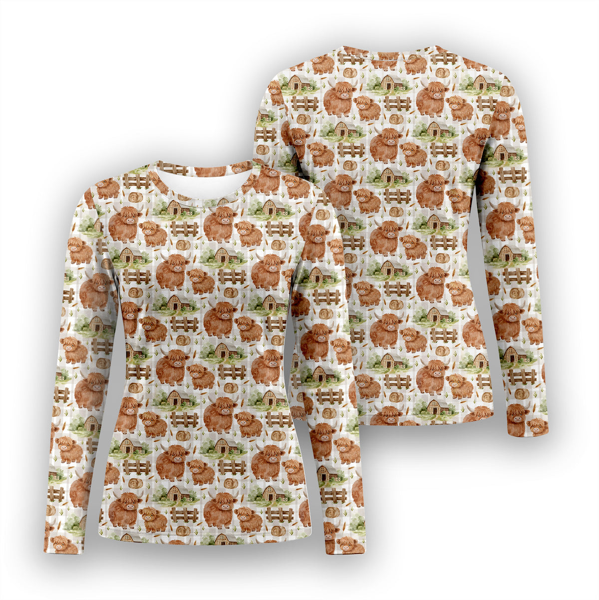 Highland Cow Farm Underscrub, Long Sleeve Shirt for Nurses