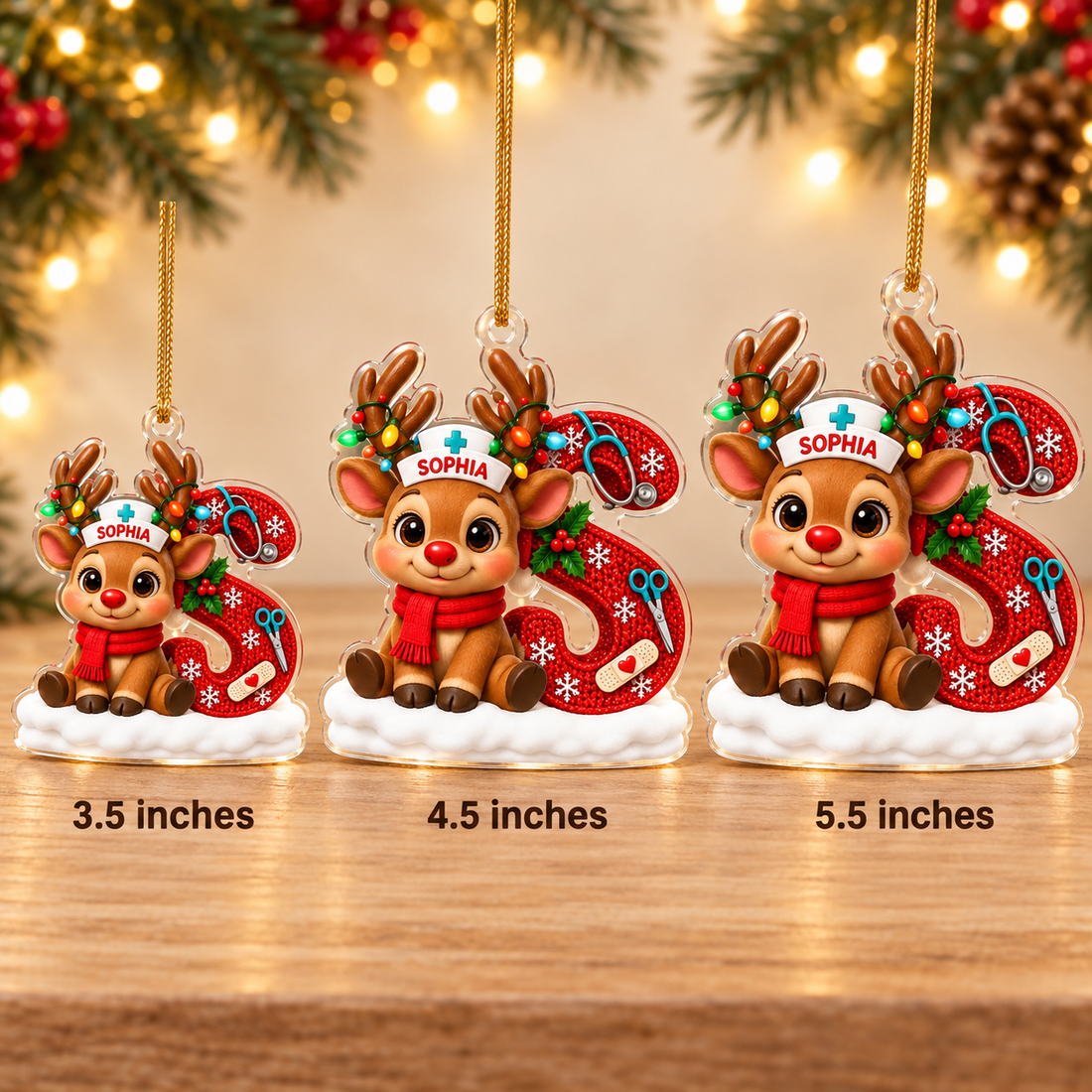 Personalized Nurse Reindeer Christmas Ornament, Christmas Gift for Nurse