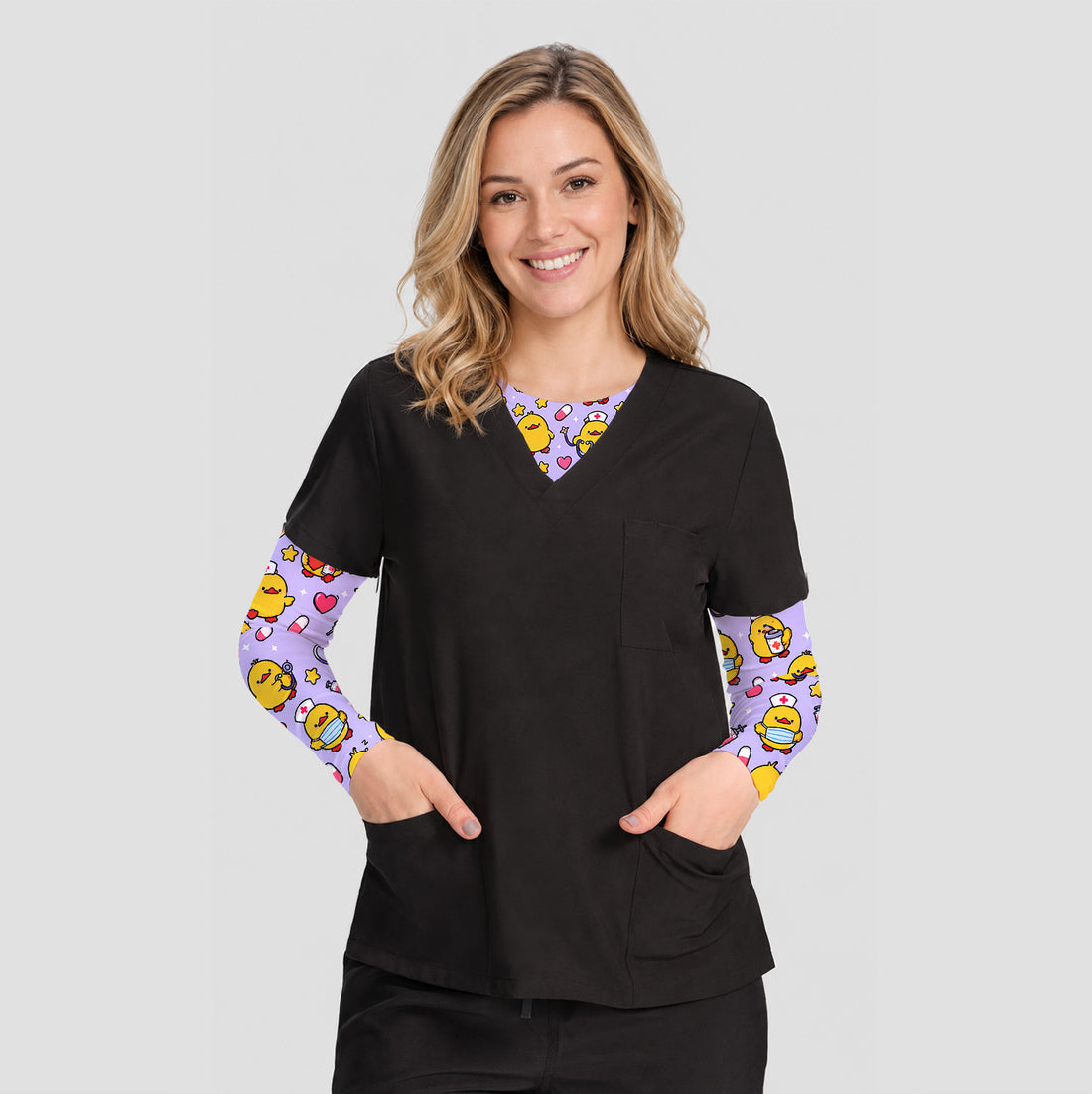 Cute Nurse Chicks And Medical Icons Underscrub, Long Sleeve Shirt for Nurses