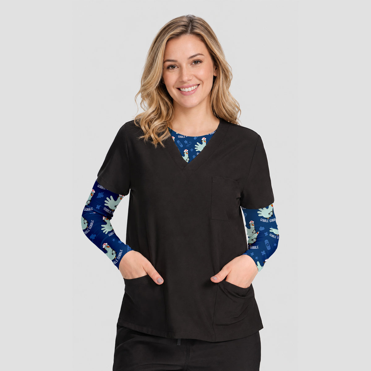 Funny Gobble Gobble Nurse Turkey Underscrub, Long Sleeve Shirt for Nurses