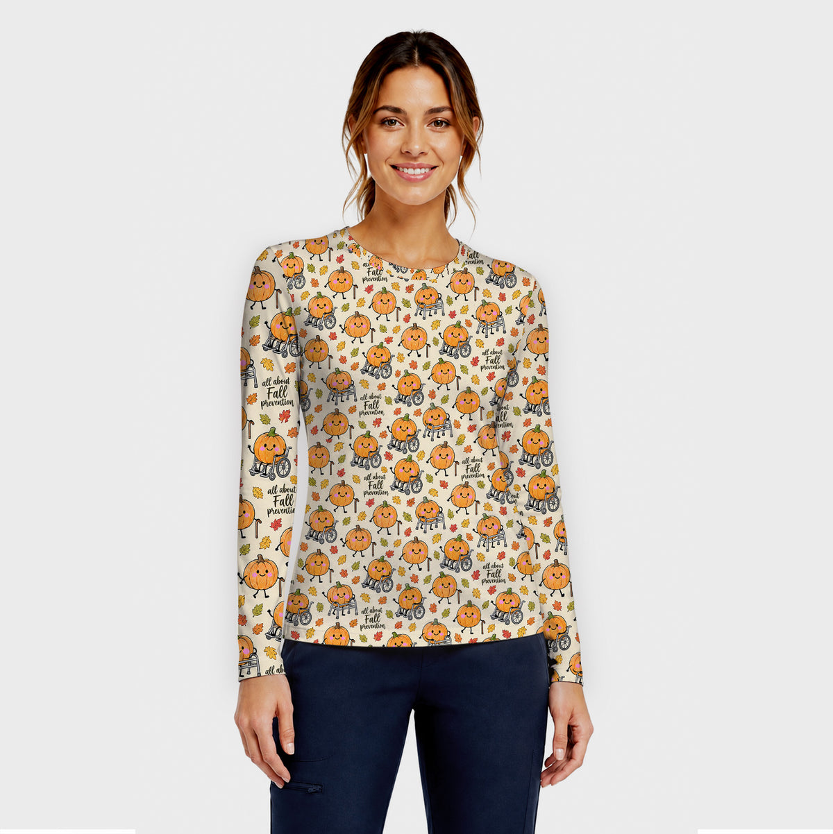 Buntes Neon-Katzen-Unterziehshirt, Langarmshirt für Pflegekräfte