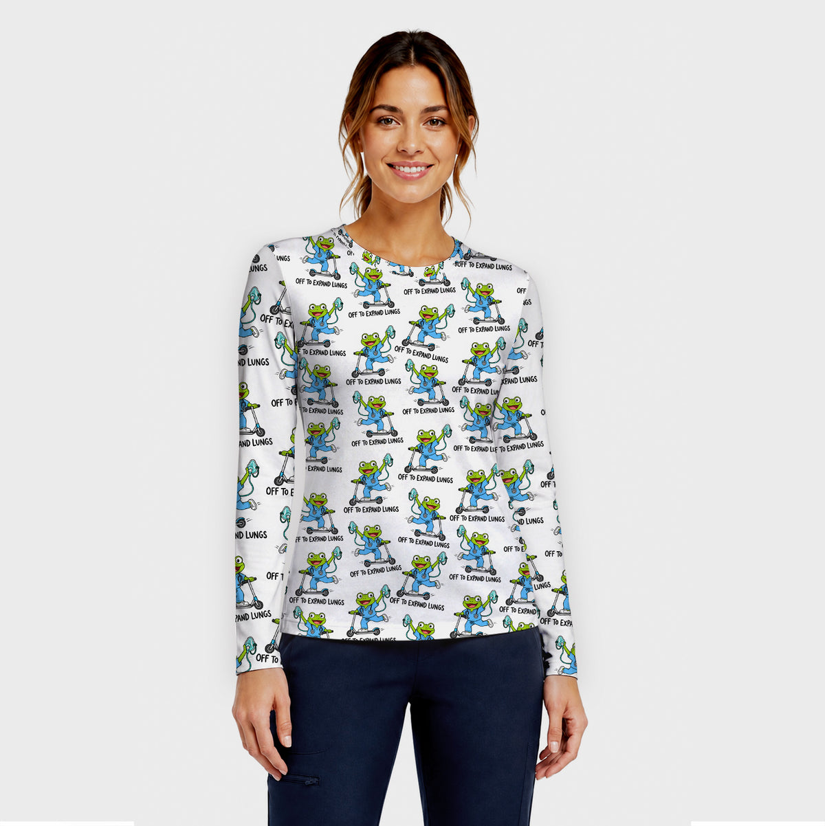 Buntes Neon-Katzen-Unterziehshirt, Langarmshirt für Pflegekräfte