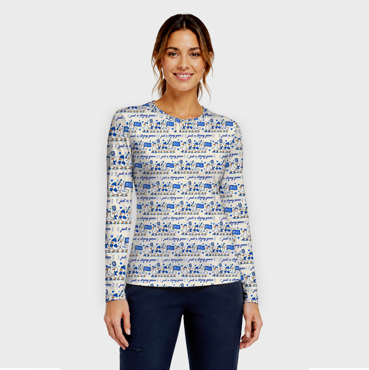 Type 1 Diabetes Awareness Goose Underscrub, Long Sleeve Shirt for Nurses
