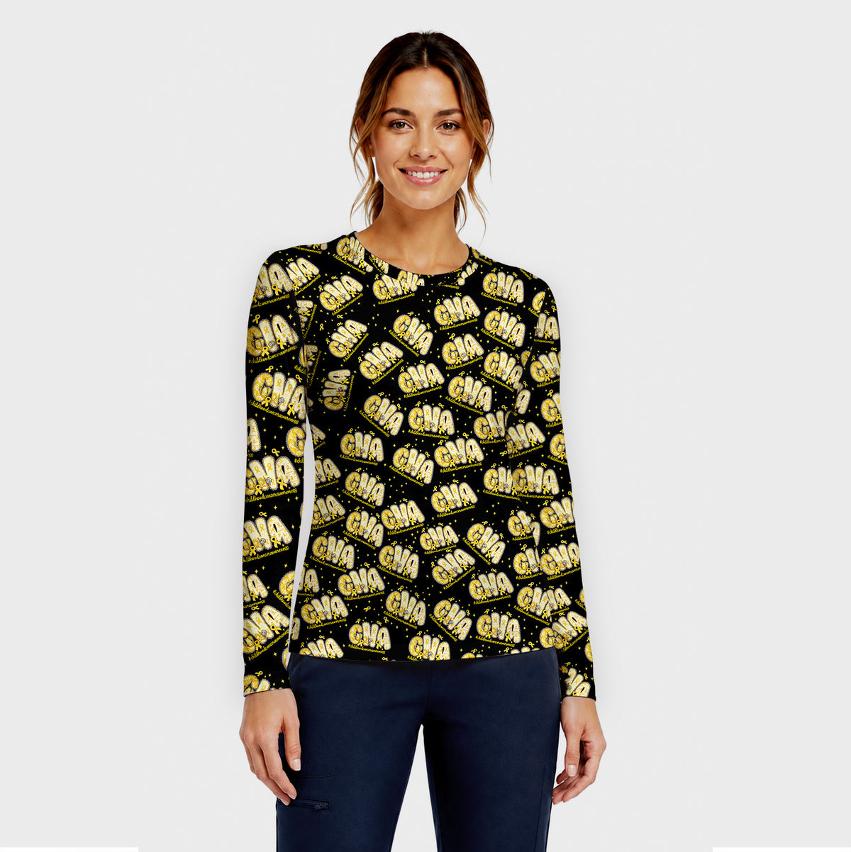 Childhood Cancer Awareness Underscrub, Long Sleeve Shirt for Nurses