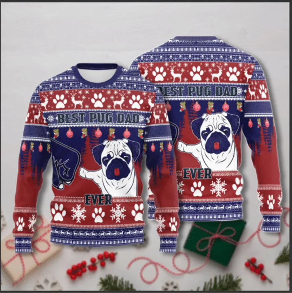 Funny Ugly Christmas Sweater For Nurse, Christmas Ugly Dog Sweater, Pug Sweater Christmas Gift For Nursing