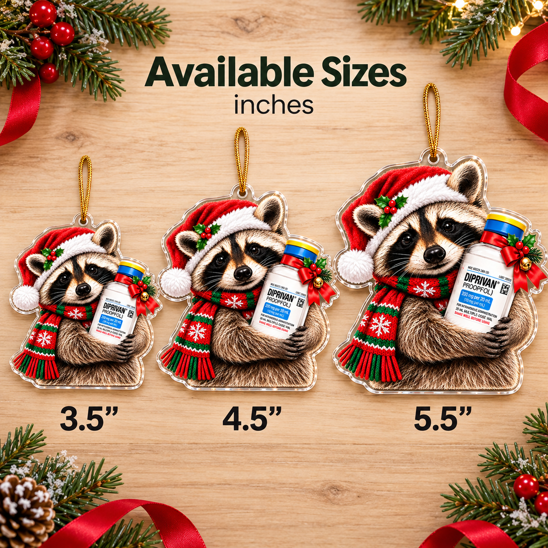 Christmas Raccoon Propofol Ornament, Gift for ICU Nurses and CRNAs