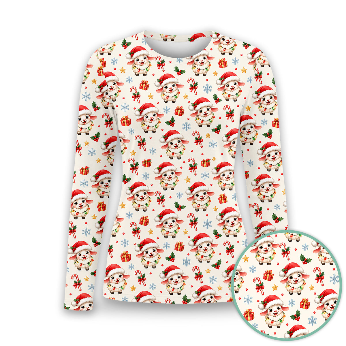 Christmas Lamb With Lights Underscrub, Long Sleeve Shirt for Nurses