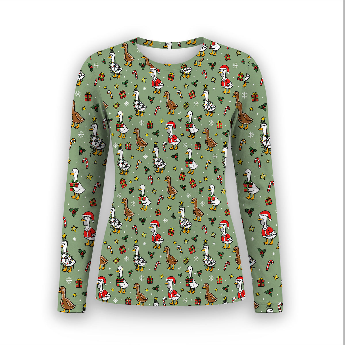 Christmas Geese In Festive Costumes Underscrub, Long Sleeve Shirt for Nurses