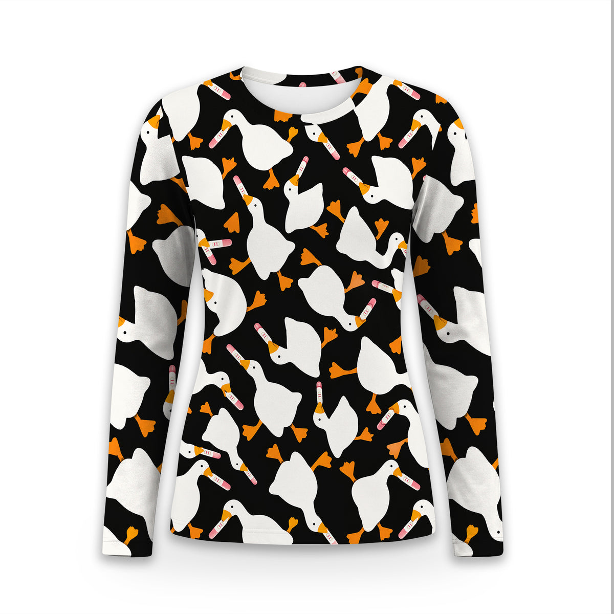 Funny Geese Holding Pregnancy Test Underscrub, Long Sleeve Shirt for Nurses