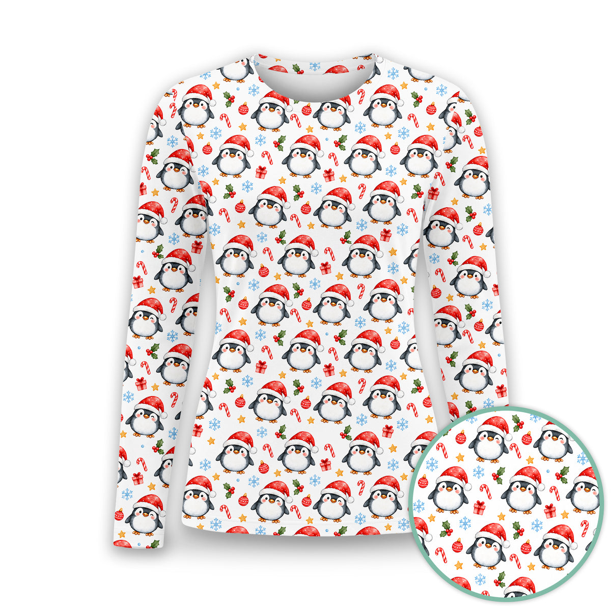 Christmas Penguins In Santa Hats Underscrub, Long Sleeve Shirt for Nurses