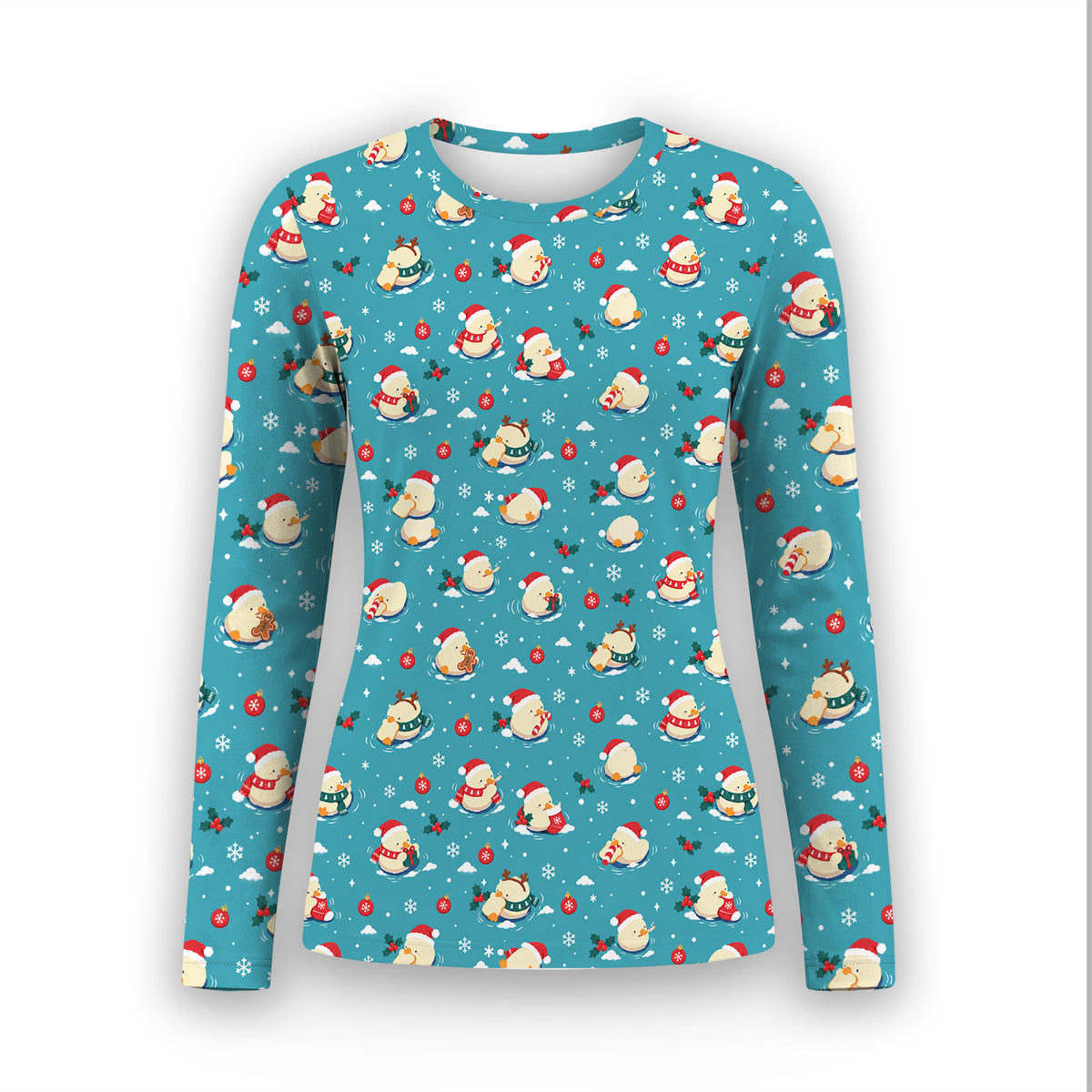 Christmas Ducks In Santa Hats Underscrub, Long Sleeve Shirt for Nurses