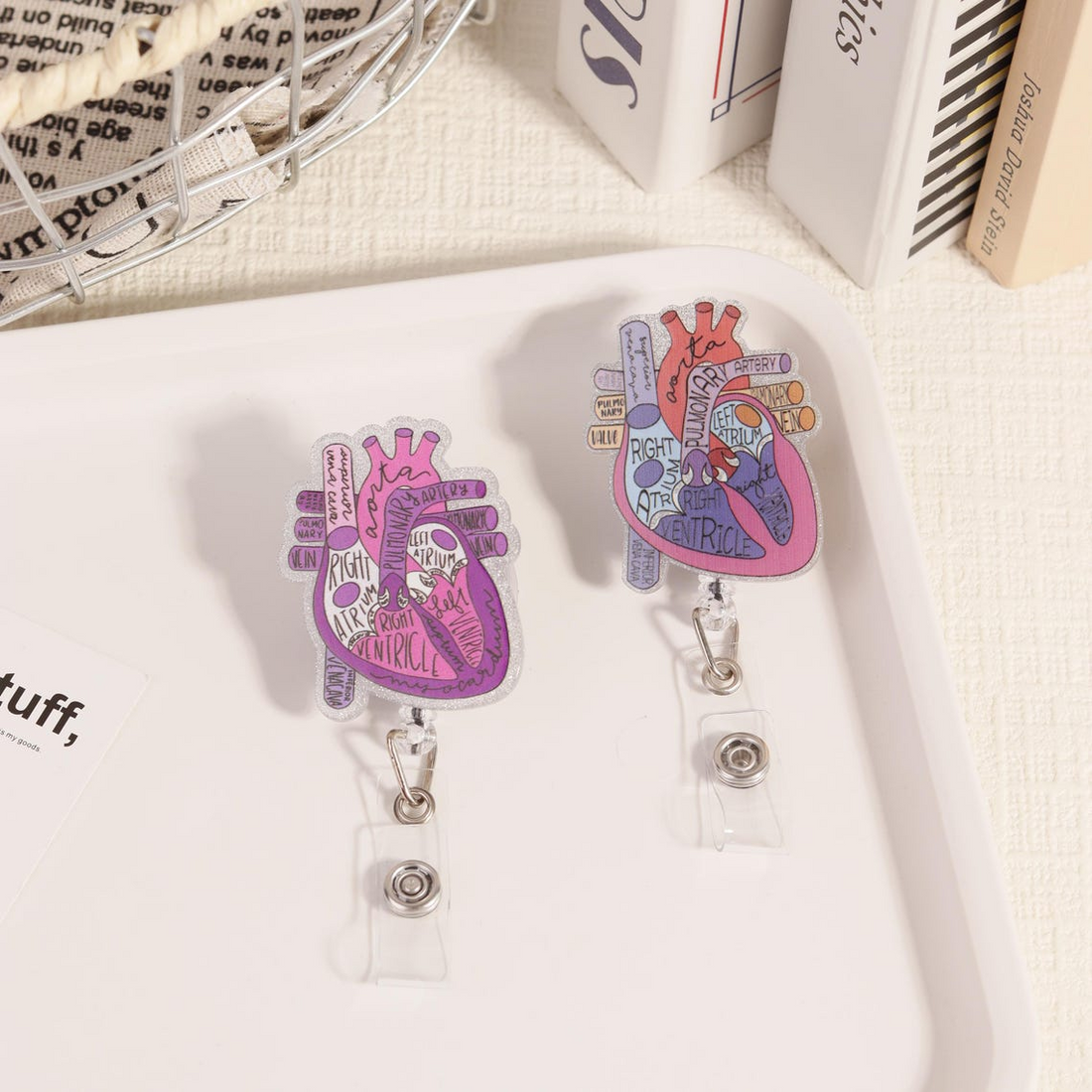 Anatomical Heart Retractable Badge Reel - Cardiology ID Holder for Nurse, Doctor - RN LPN CNA Gift