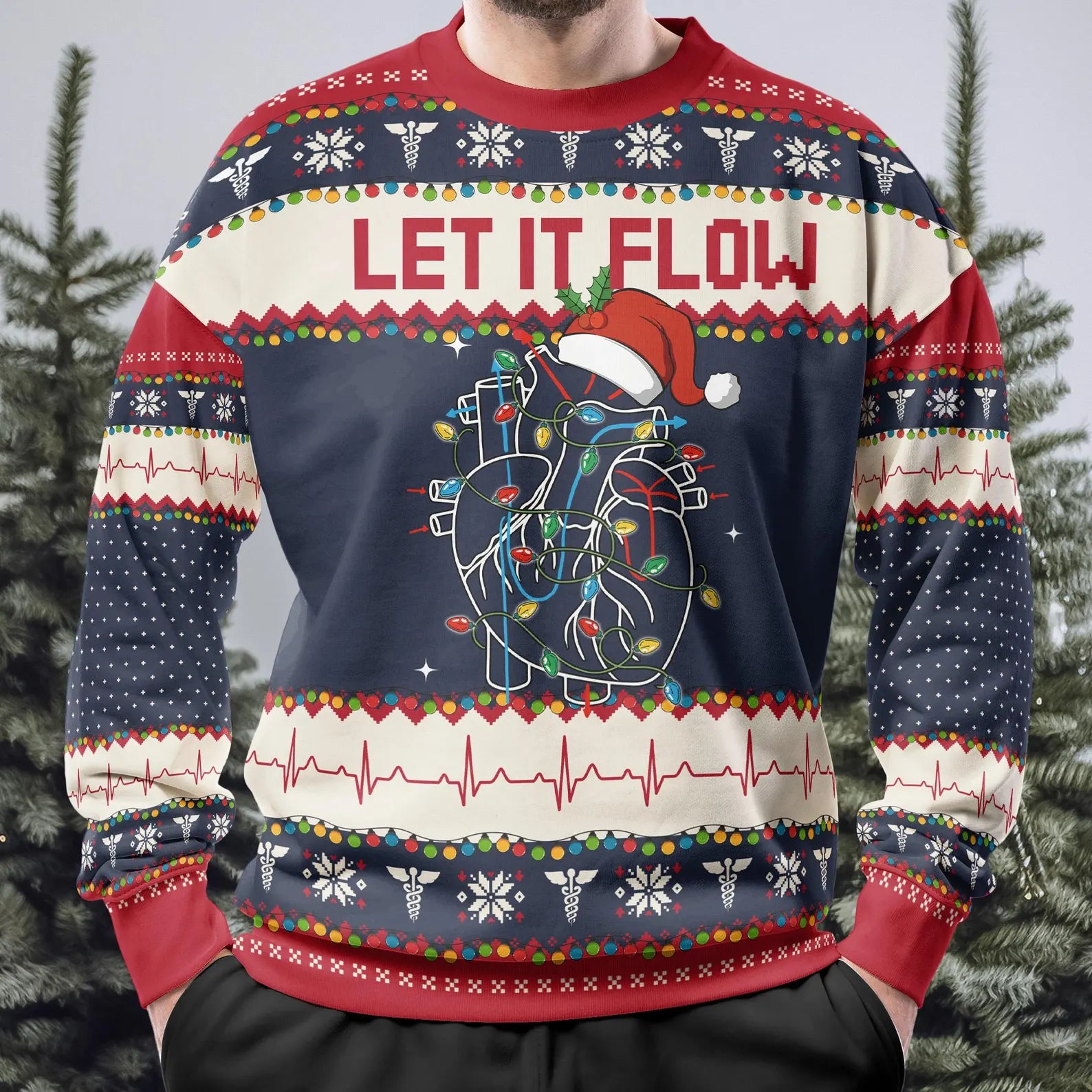 Cardiac Nurse Christmas Ugly Sweater, Cardiology Christmas Sweater, Gift For Nurse, Nurse Christmas Gift