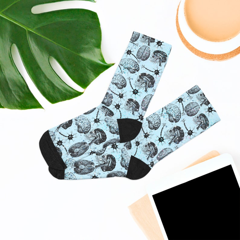 Vintage Brain Socks, Neurology Doctor Gift, Nursing Gift, Medical Doctor Socks, Brain Cancer Awareness Socks