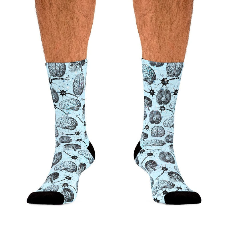 Vintage Brain Socks, Neurology Doctor Gift, Nursing Gift, Medical Doctor Socks, Brain Cancer Awareness Socks