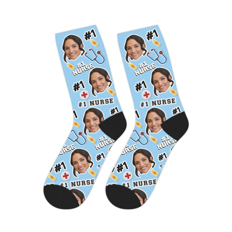 Custom Nurse Face Socks, Personalized Socks For Nurse, #1 Nurse Socks, Nurse Appreciation Gift, Custom Picture Socks, Gift For Nursing