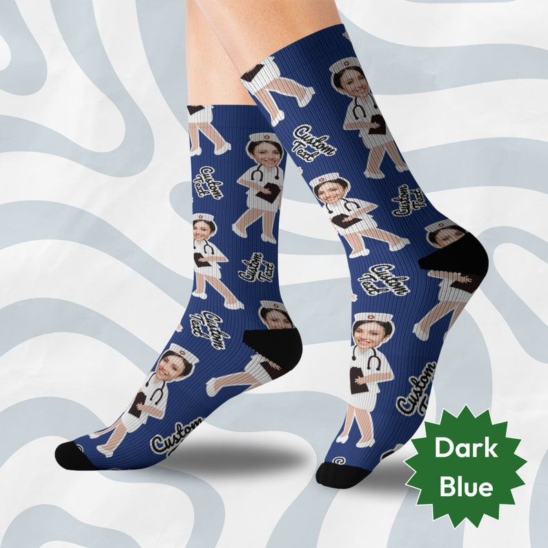 Custom Nurse Face Socks, Personalized Funny Cartoon Nurse, Medical Socks For Nursing, Gift For Nurse