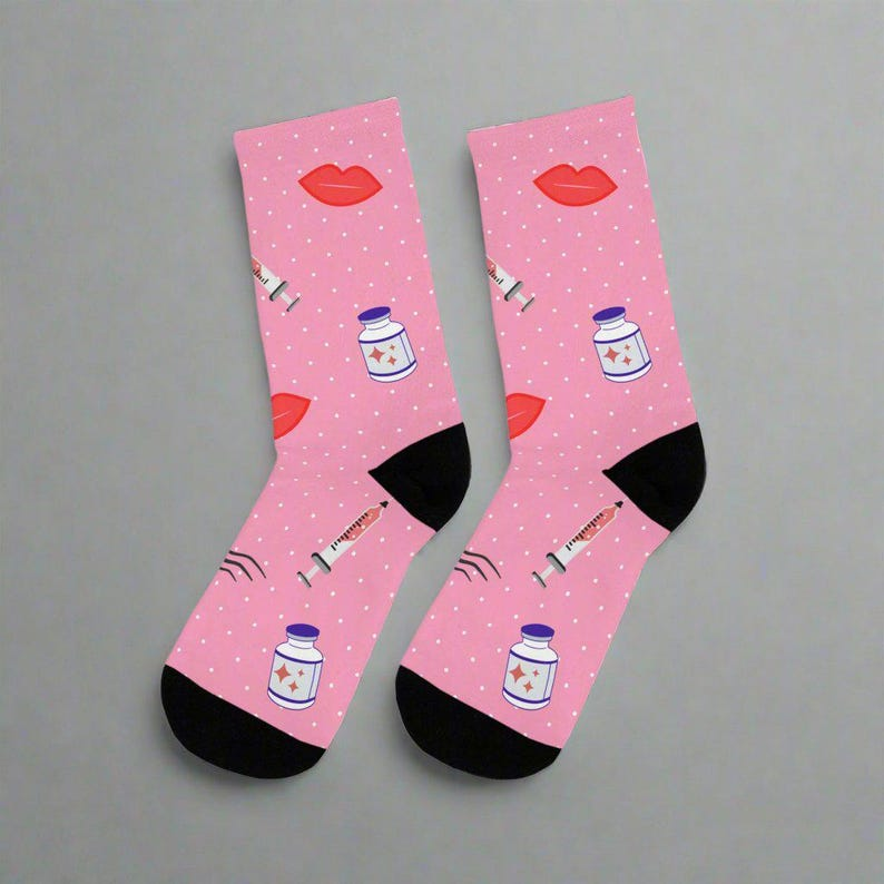 Med Spa Socks, Aesthetic Injector Gift for Botox And Filler Nurses, Plastic Surgery Doctor Gift, Beauty Nurse Appreciation Socks