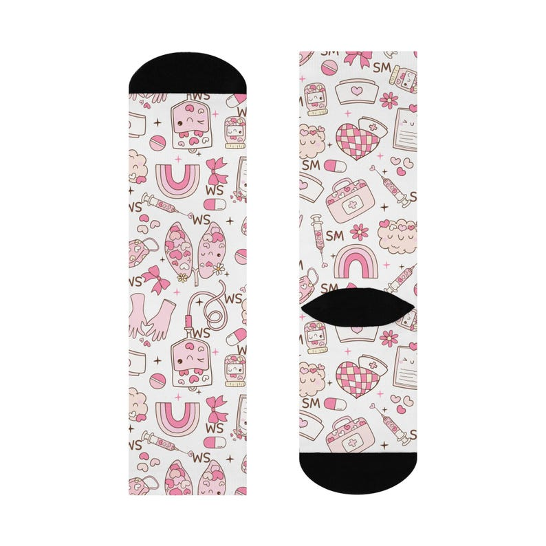 Funny Print Crew Socks, Gift for Nursing, Adult Socks For Men And Women, Breathable Fabrics Medical Uniform