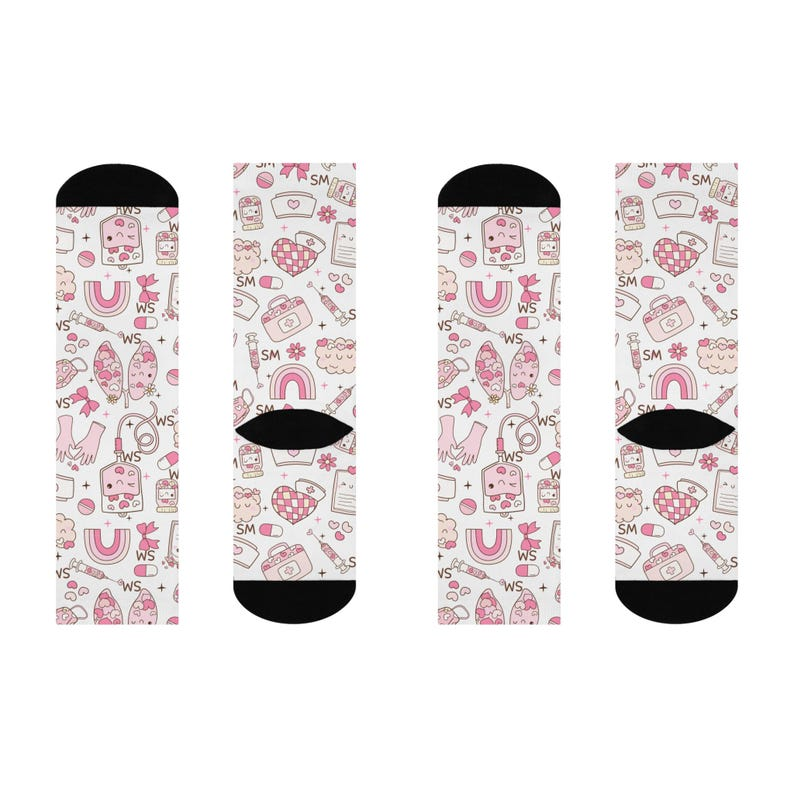 Funny Print Crew Socks, Gift for Nursing, Adult Socks For Men And Women, Breathable Fabrics Medical Uniform