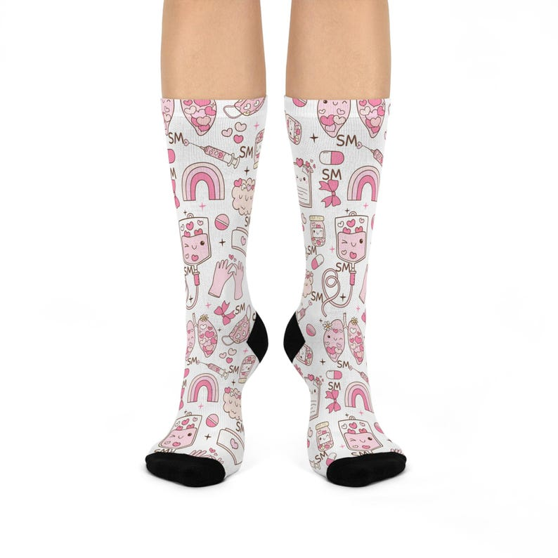 Funny Print Crew Socks, Gift for Nursing, Adult Socks For Men And Women, Breathable Fabrics Medical Uniform