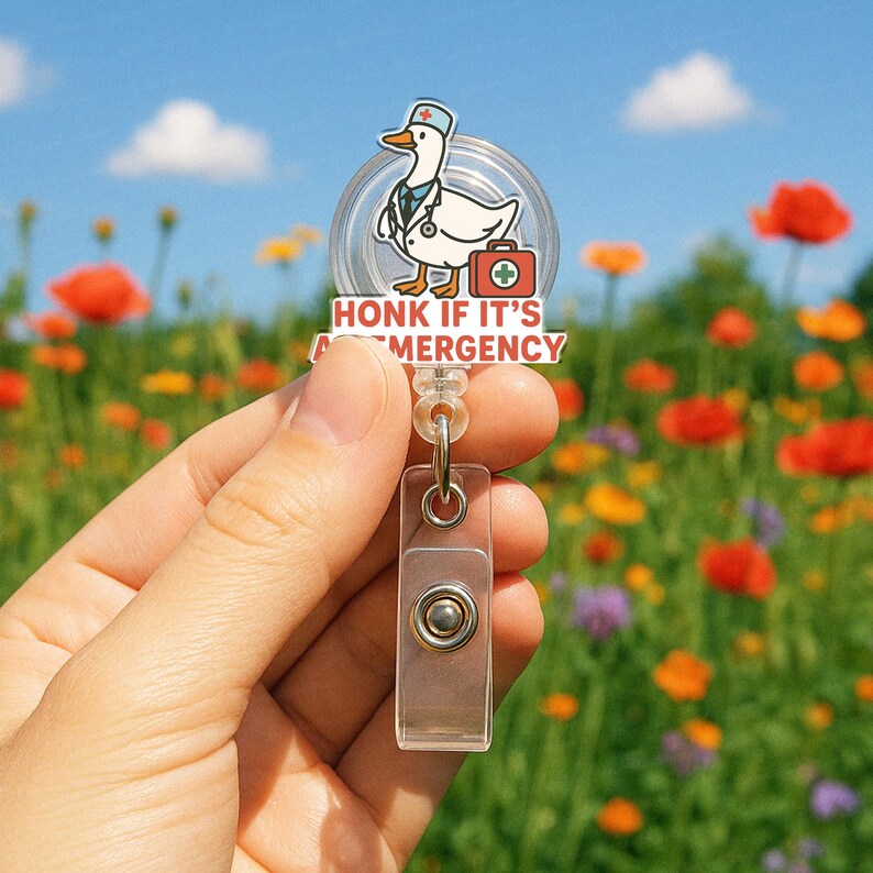 Funny Goose Nurse Badge Reel for RN, CNA, Medical ID Holder, Nurse Humor Gift