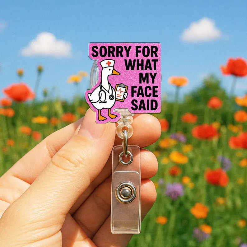 Funny Goose Nurse Badge Reel for RN, CNA, Medical ID Holder, Nurse Humor Gift