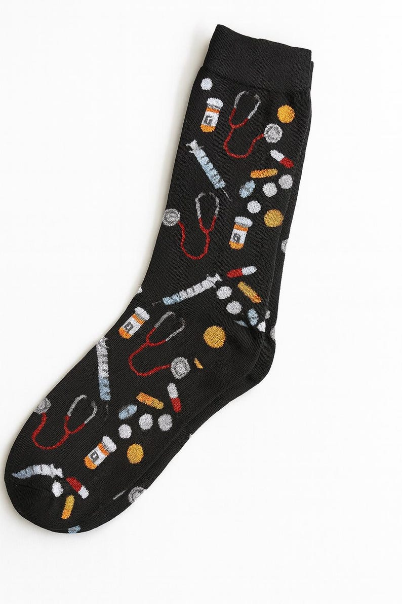 Medical Socks, Fun Doctor And Nurse Socks With Stethoscope, Syringe Pills Novelty Gift for Healthcare Workers Sockies