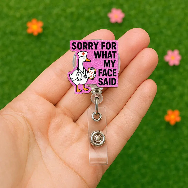 Funny Goose Nurse Badge Reel for RN, CNA, Medical ID Holder, Nurse Humor Gift