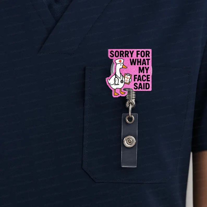 Funny Goose Nurse Badge Reel for RN, CNA, Medical ID Holder, Nurse Humor Gift