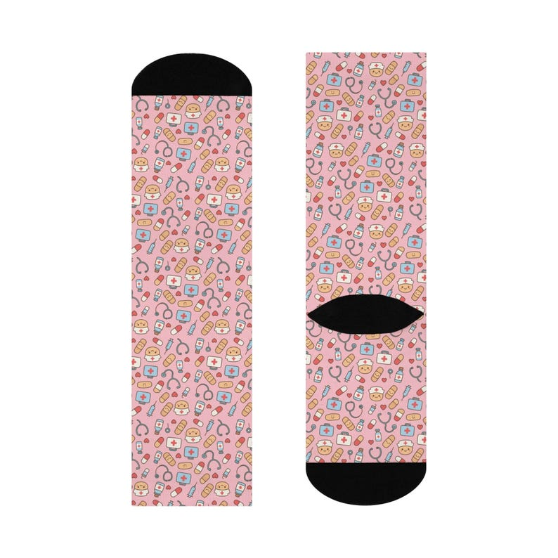 Cute Nurse RN Cushioned Crew 3/4 Length Sock, Adult Socks For Men And Women, Socks For Nurse Doctor