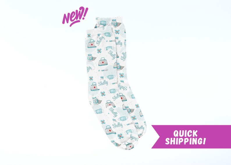 Personalized Medical Socks, Nurse Sock Custom Name, Nursing Gift, Doctor Gift, Xmas Nurse Sock, Christmas Gift For Nurse